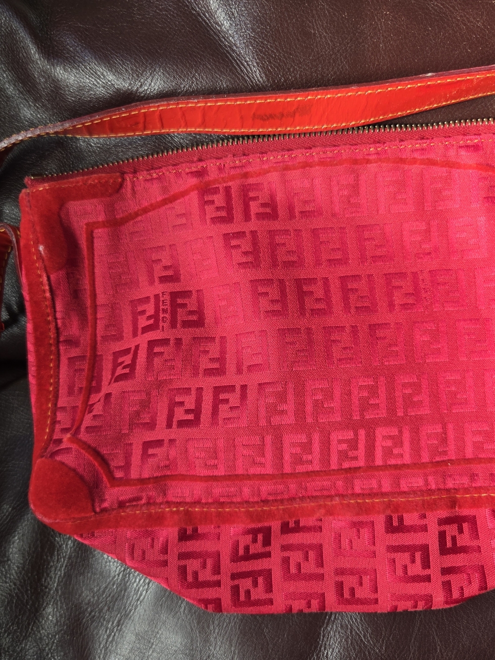 Fendi Red FF Monogram Shoulder Bag